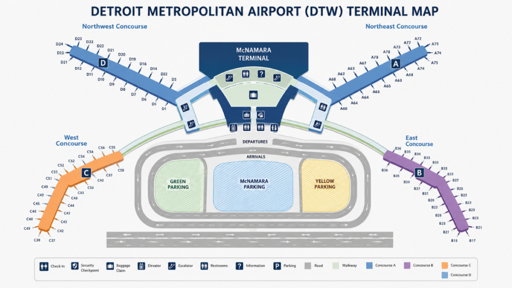 Detroit Metropolitan Airport (DTW) Map