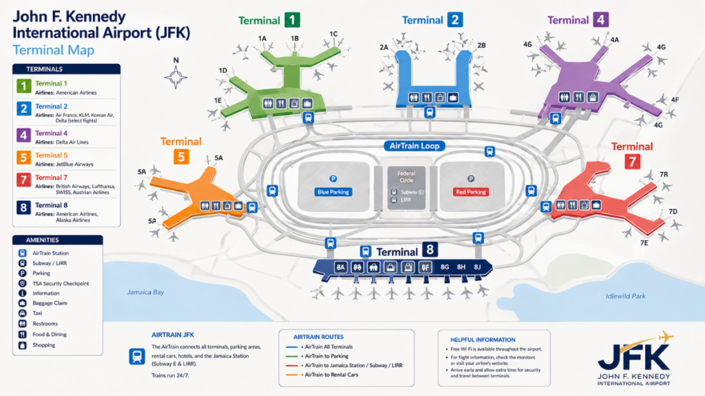 John F. Kennedy International Airport (JFK) Map