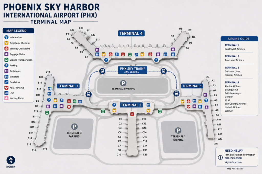 Phoenix Sky Harbor International Airport (PHX) Map